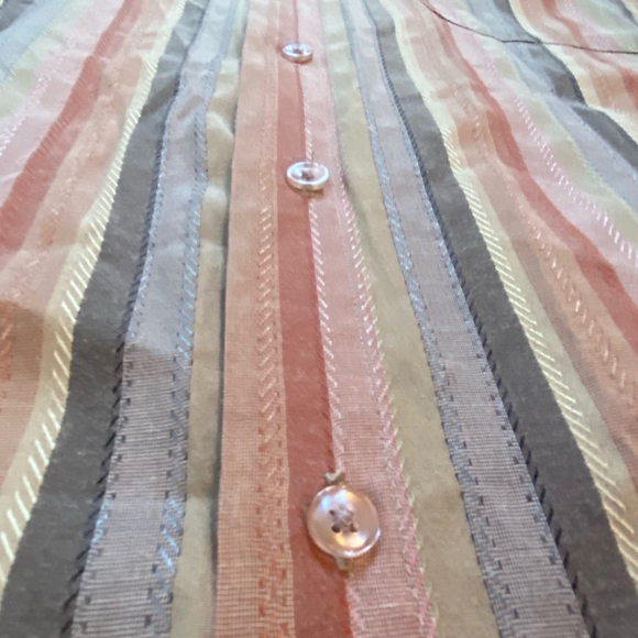 Vintage Sergio Louis Earth Tone Fall Striped Dress Shirt Size L Cotton Blend - Picture 6 of 11